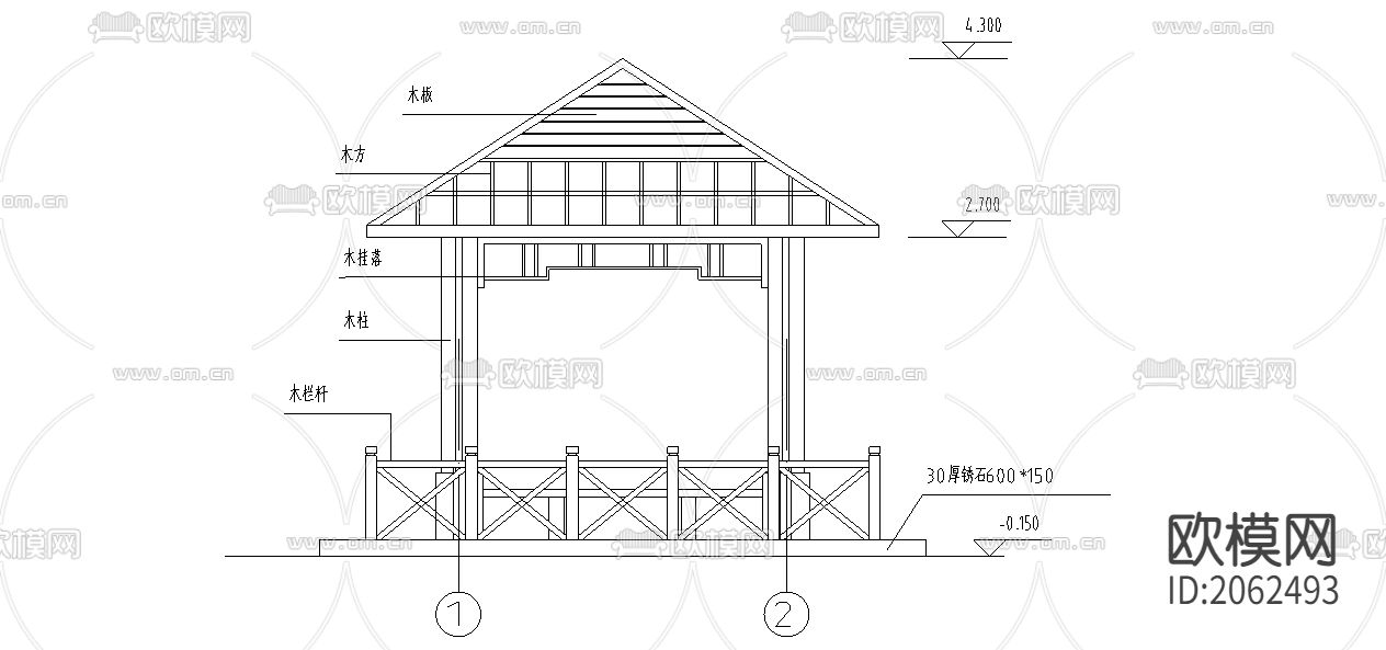 木亭cad节点大样图下载（渲染图3）