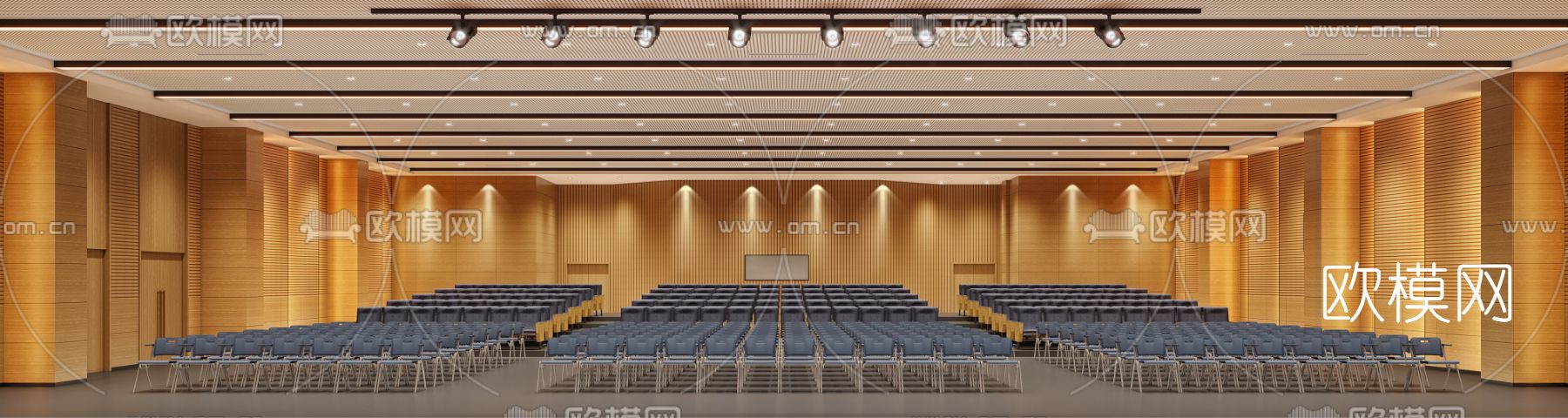 现代多功能会议室报告厅3d模型下载（渲染图1）