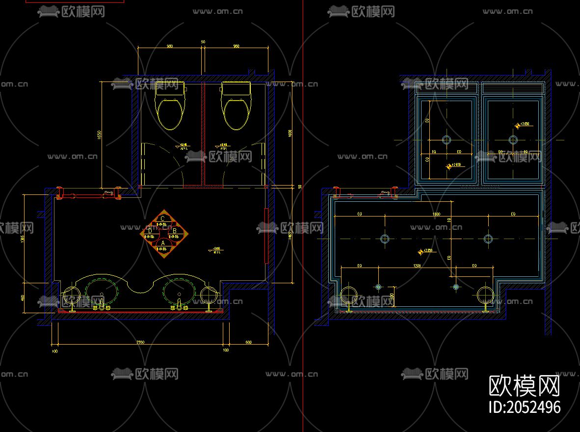 卫生间洗漱台施工节点图下载（渲染图6）