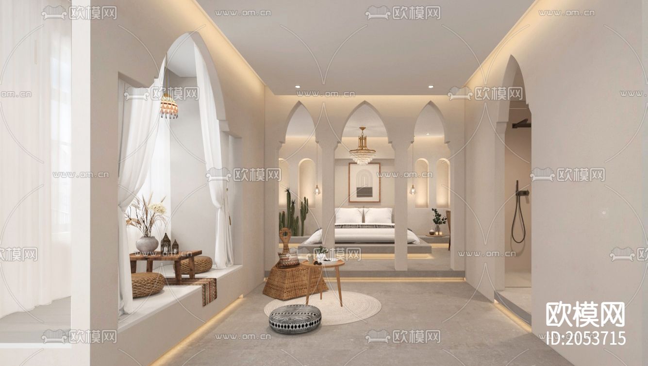 土耳其风格民宿客房CAD施工图+效果图下载（渲染图10）