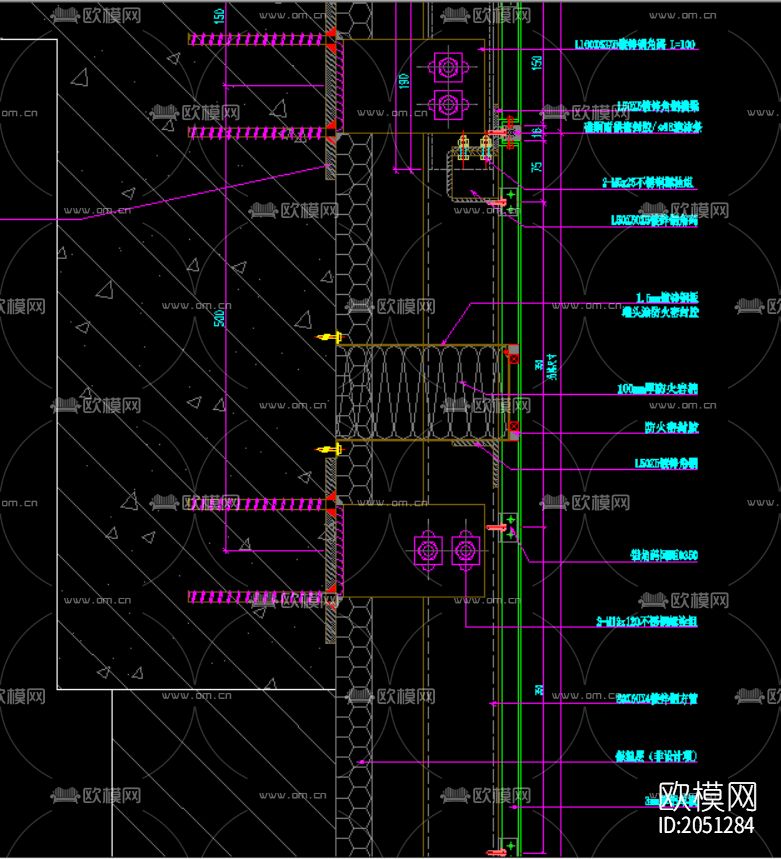 玻璃幕墙安装节点图下载（渲染图9）