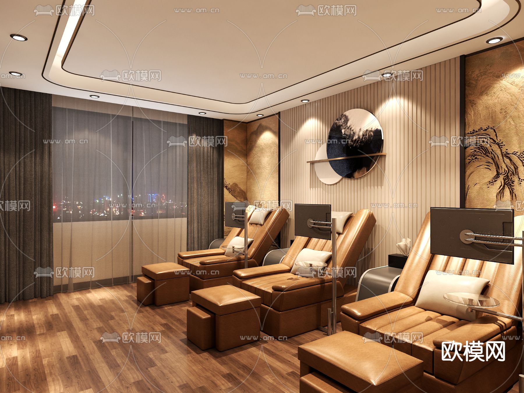 新中式沐足养生会所免费3d模型下载（渲染图3）