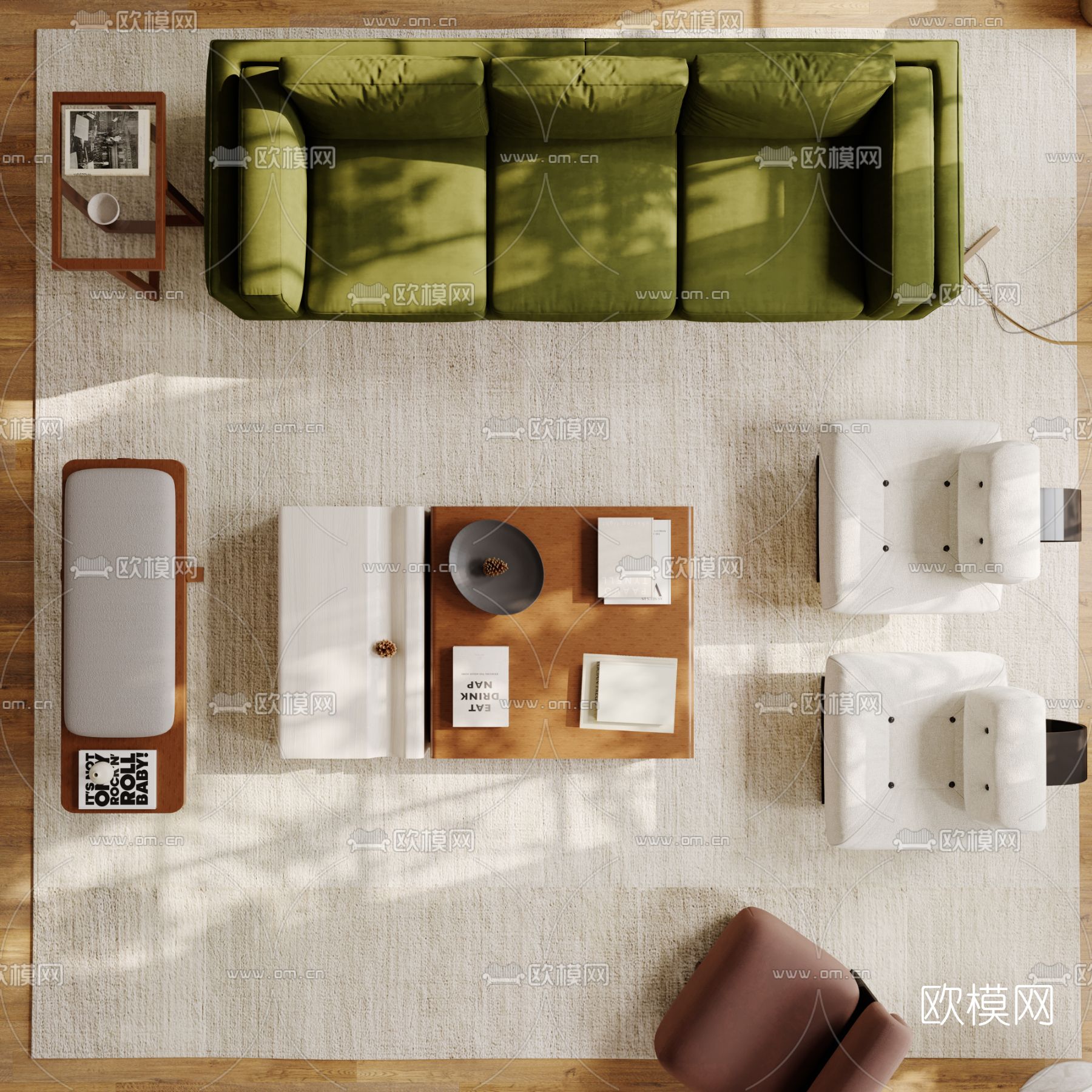 法式别墅客厅3d模型下载（渲染图4）