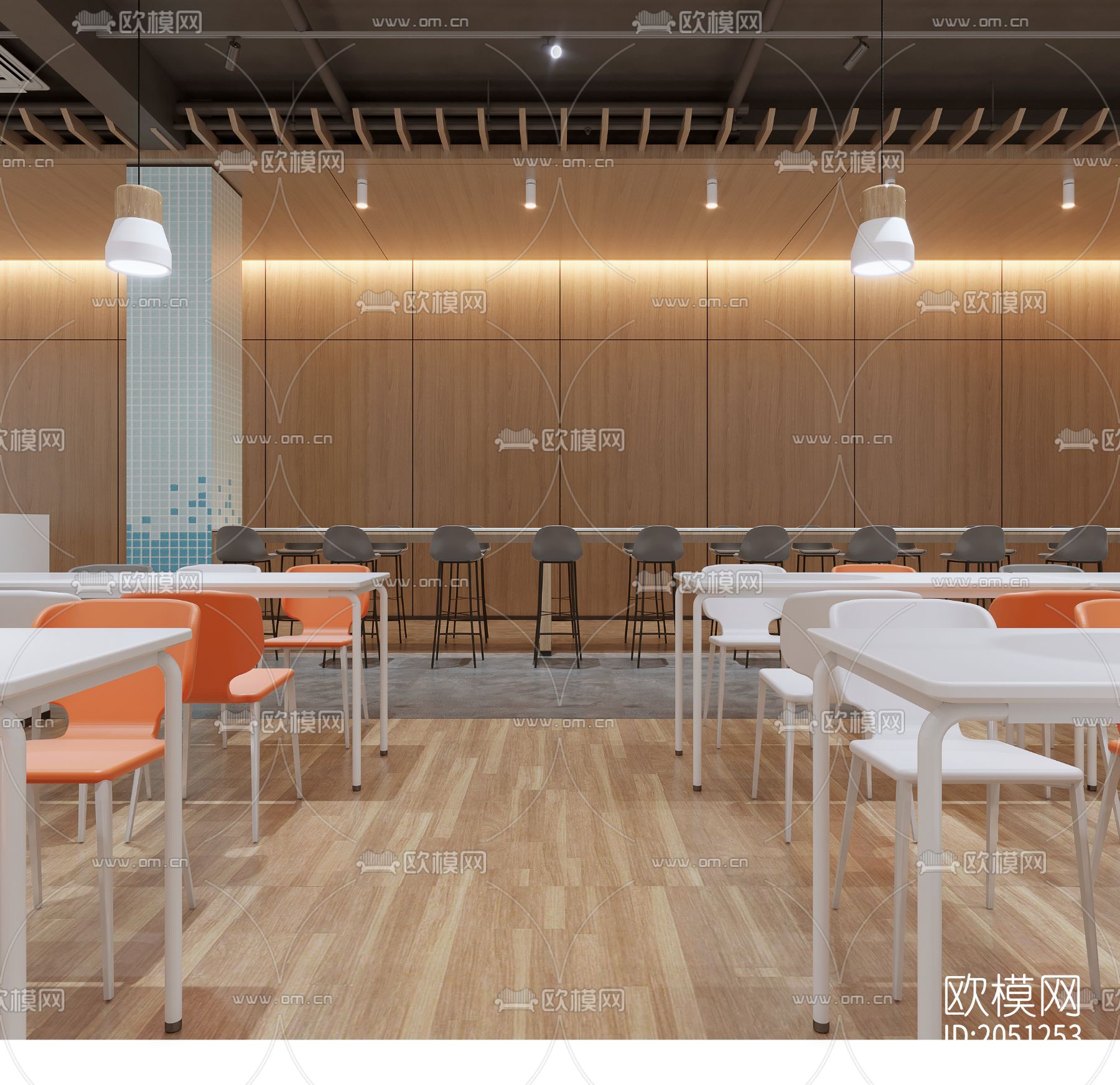 学校食堂餐厅施工图下载（渲染图5）