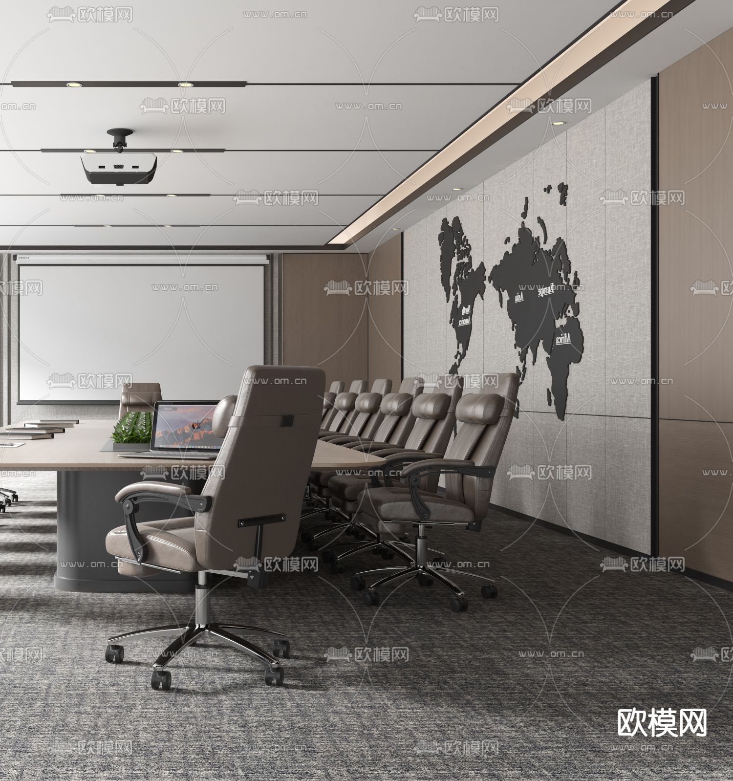 现代会议室3d模型下载（渲染图2）