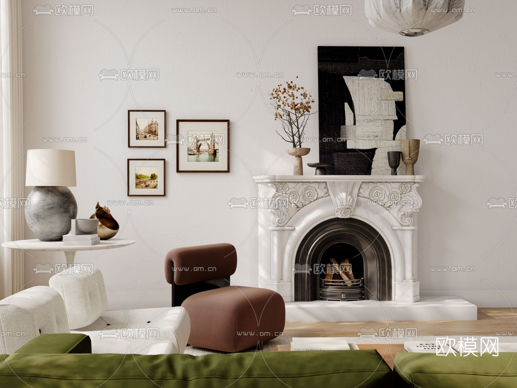 法式别墅客厅3d模型下载（渲染图3）