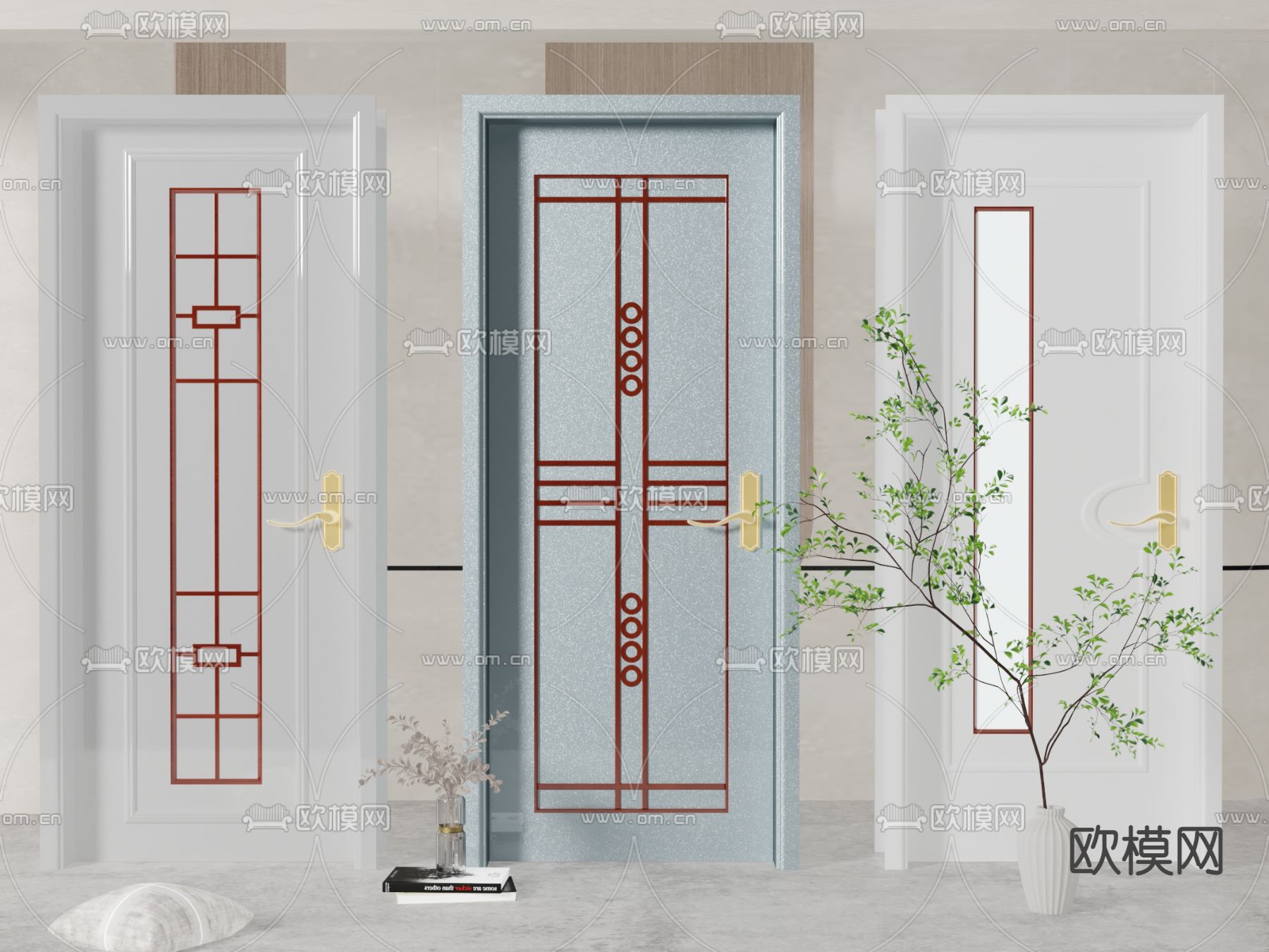 现代单开门房门免费3d模型下载