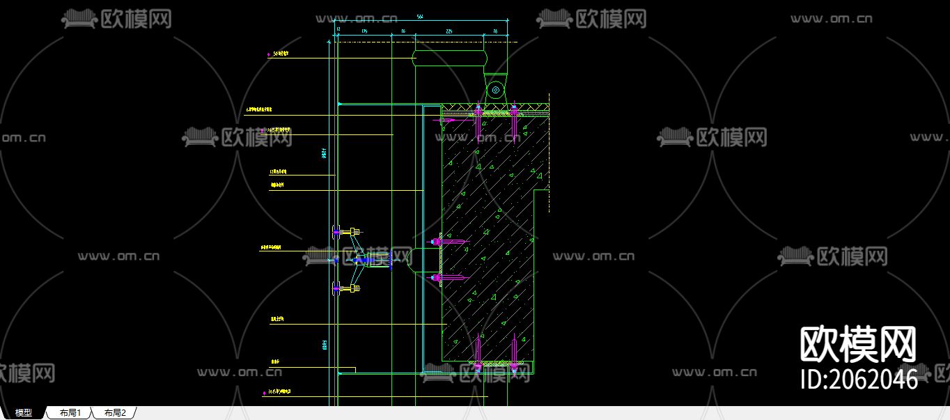 玻璃幕墙cad节点大样图下载