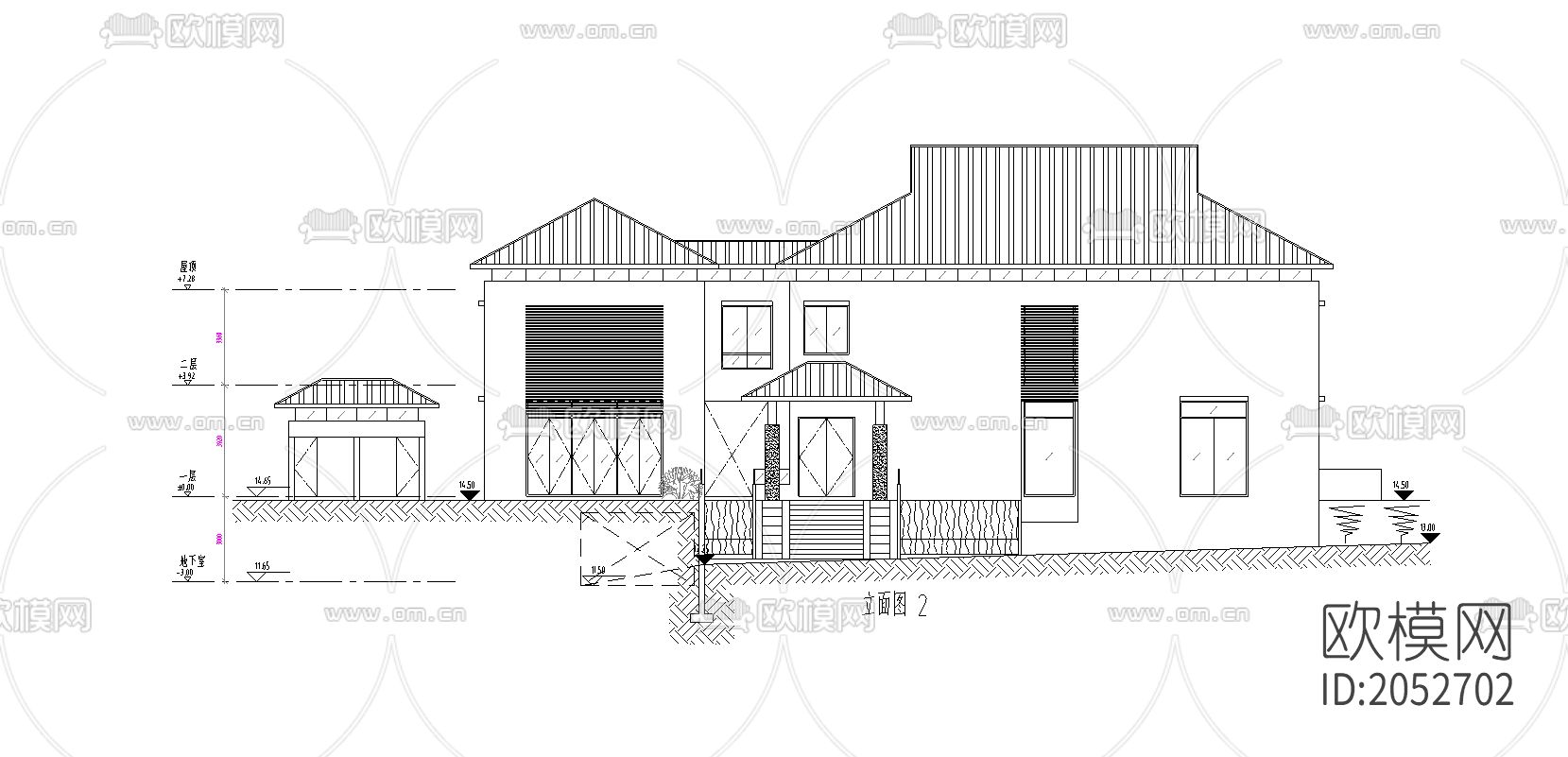 别墅cad施工图下载（渲染图3）