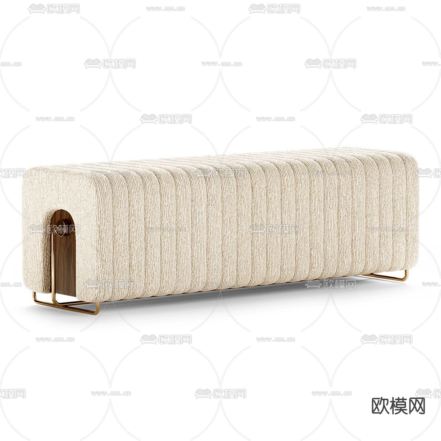 现代床尾凳脚踏3d模型下载（渲染图1）