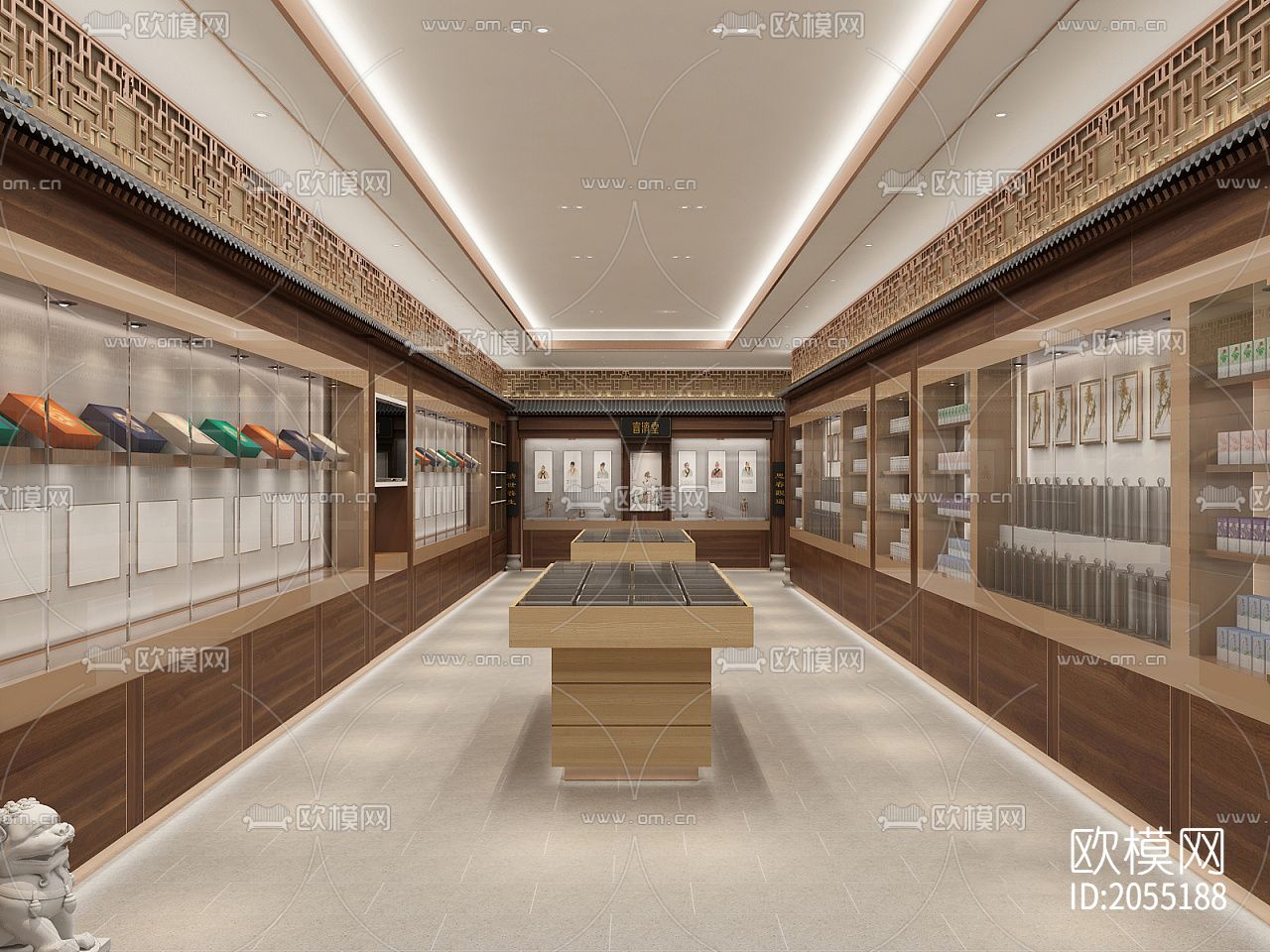 中医药馆cad平面图下载（渲染图1）