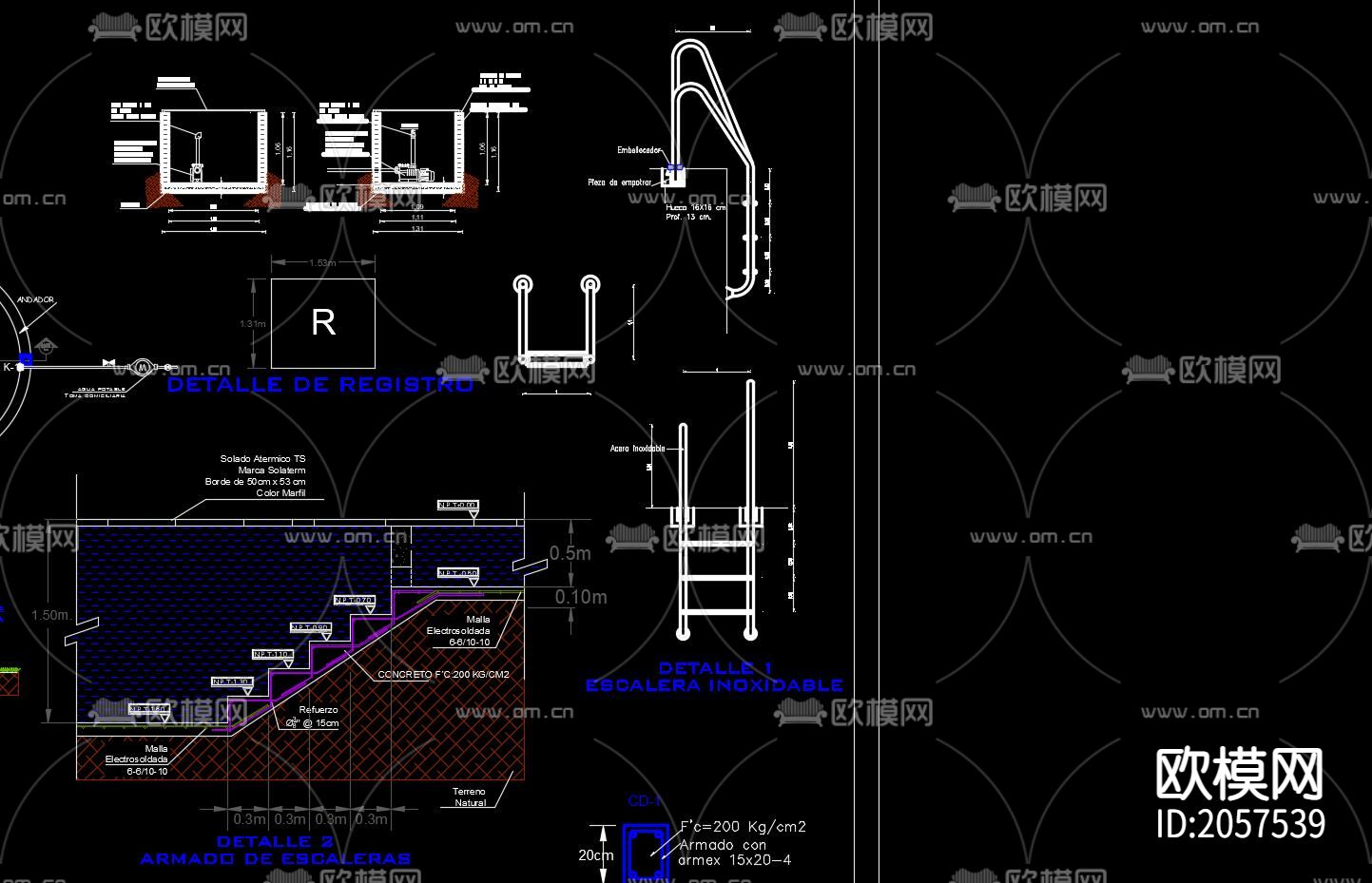 儿童泳池cad节点大样图下载（渲染图5）
