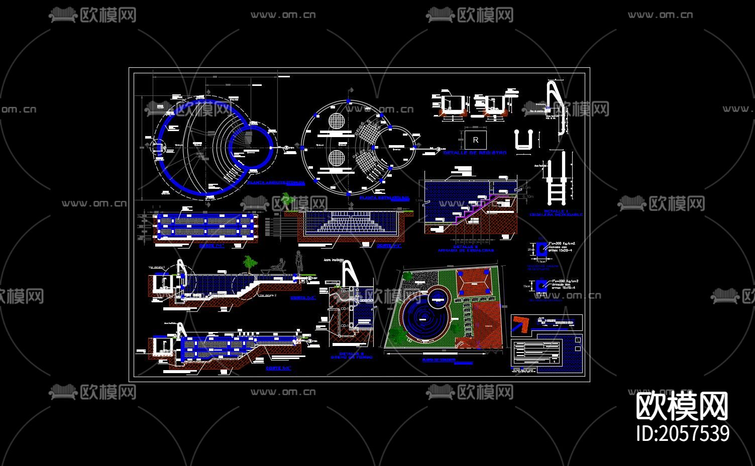 儿童泳池cad节点大样图下载（渲染图6）
