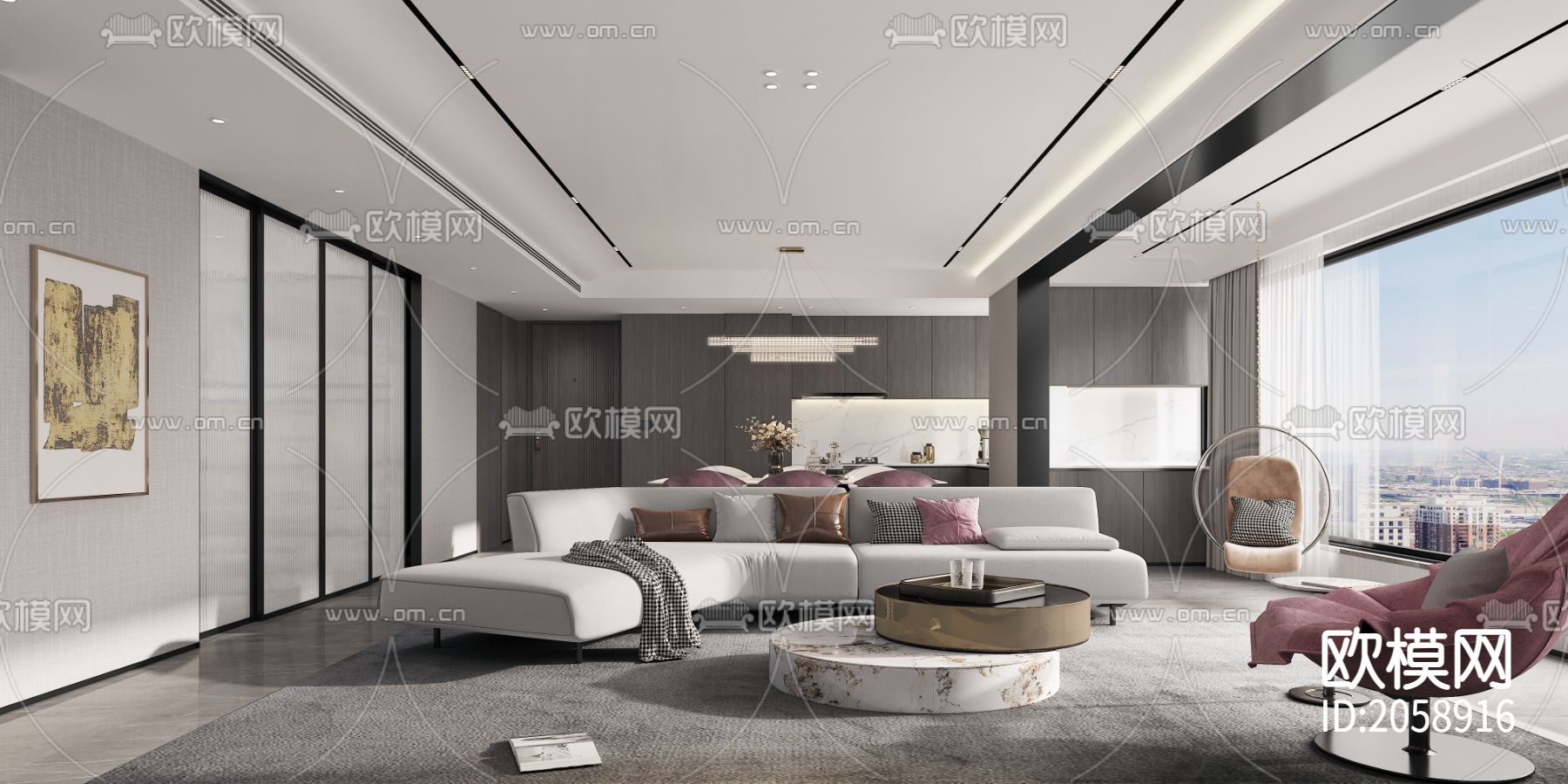 整装家居cad施工图下载（渲染图6）