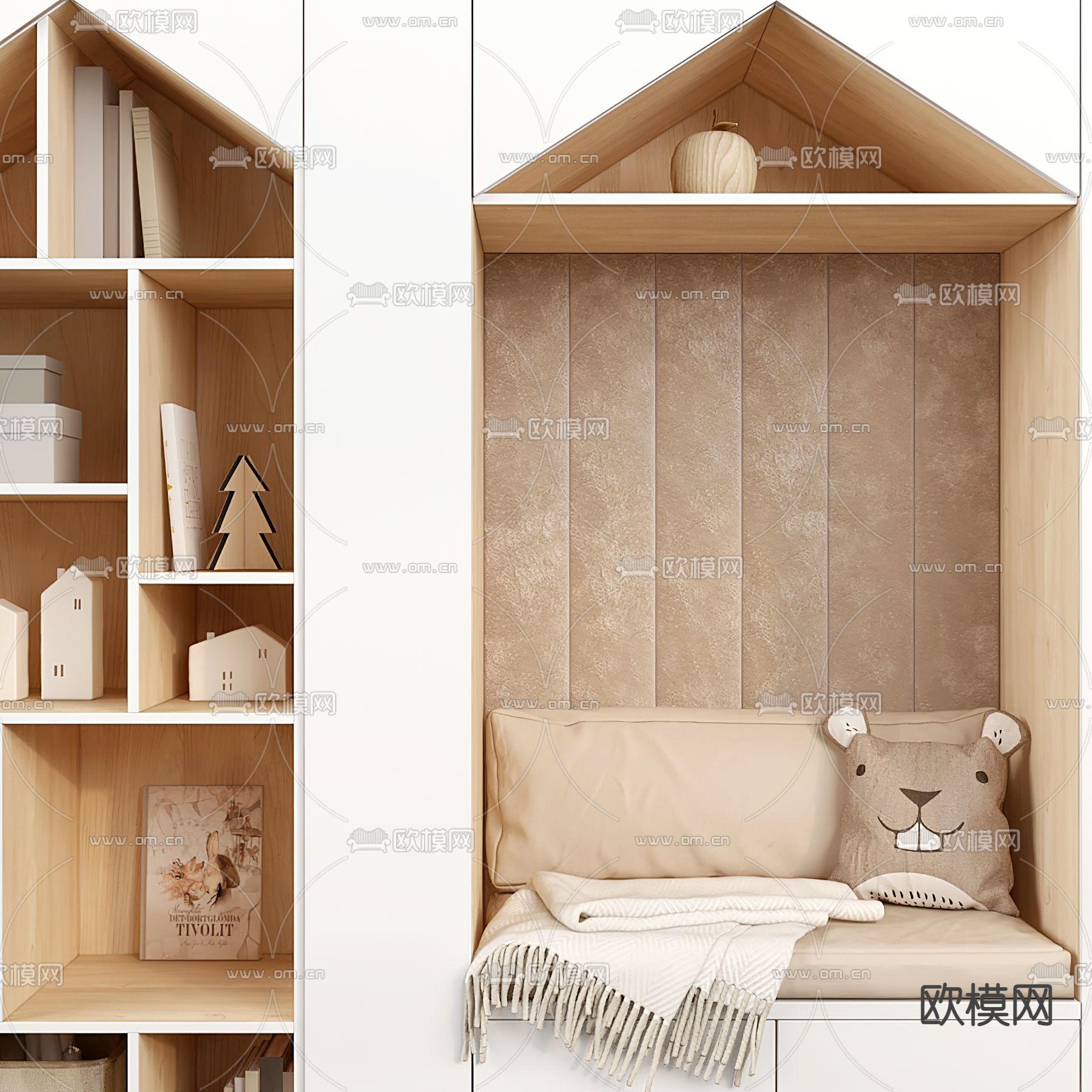 现代儿童装饰柜3d模型下载（渲染图2）