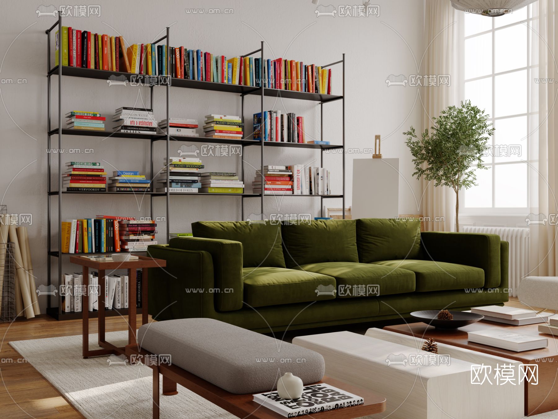 法式别墅客厅3d模型下载（渲染图2）