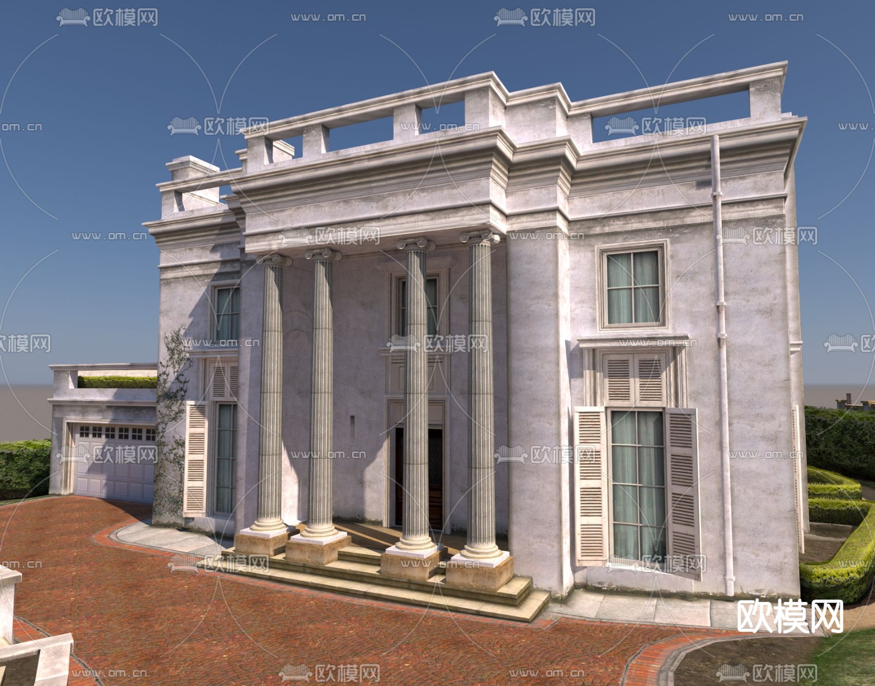 欧式别墅外观免费3d模型下载（渲染图1）