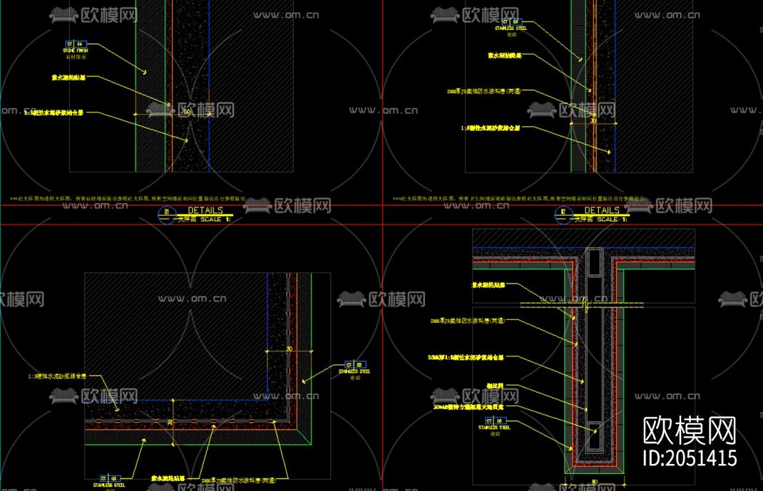 墙面造型节点大样图-免费3dmax模型库-欧模网