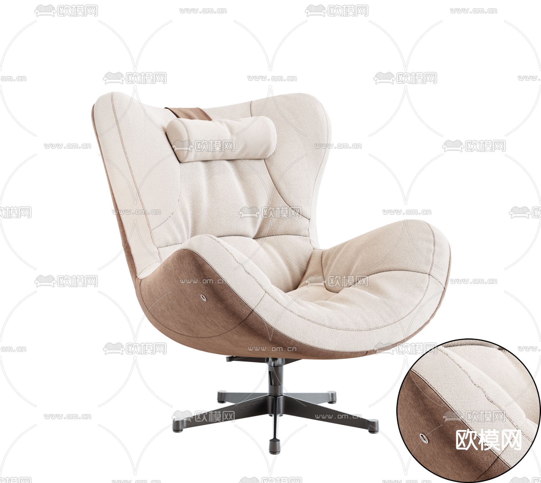 现代布艺大班椅办公椅3d模型下载（渲染图2）