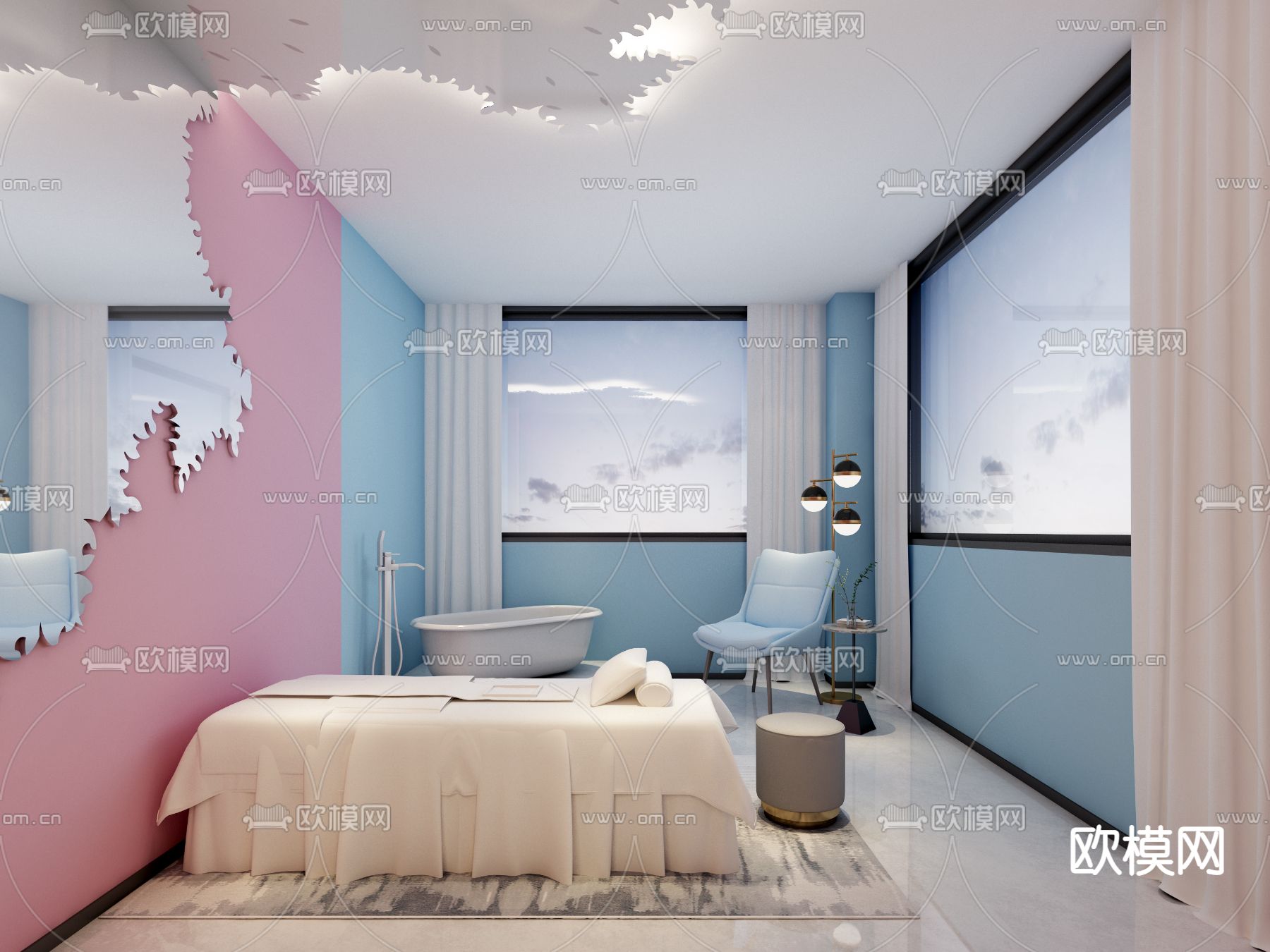 现代SPA养生护理室免费3d模型下载