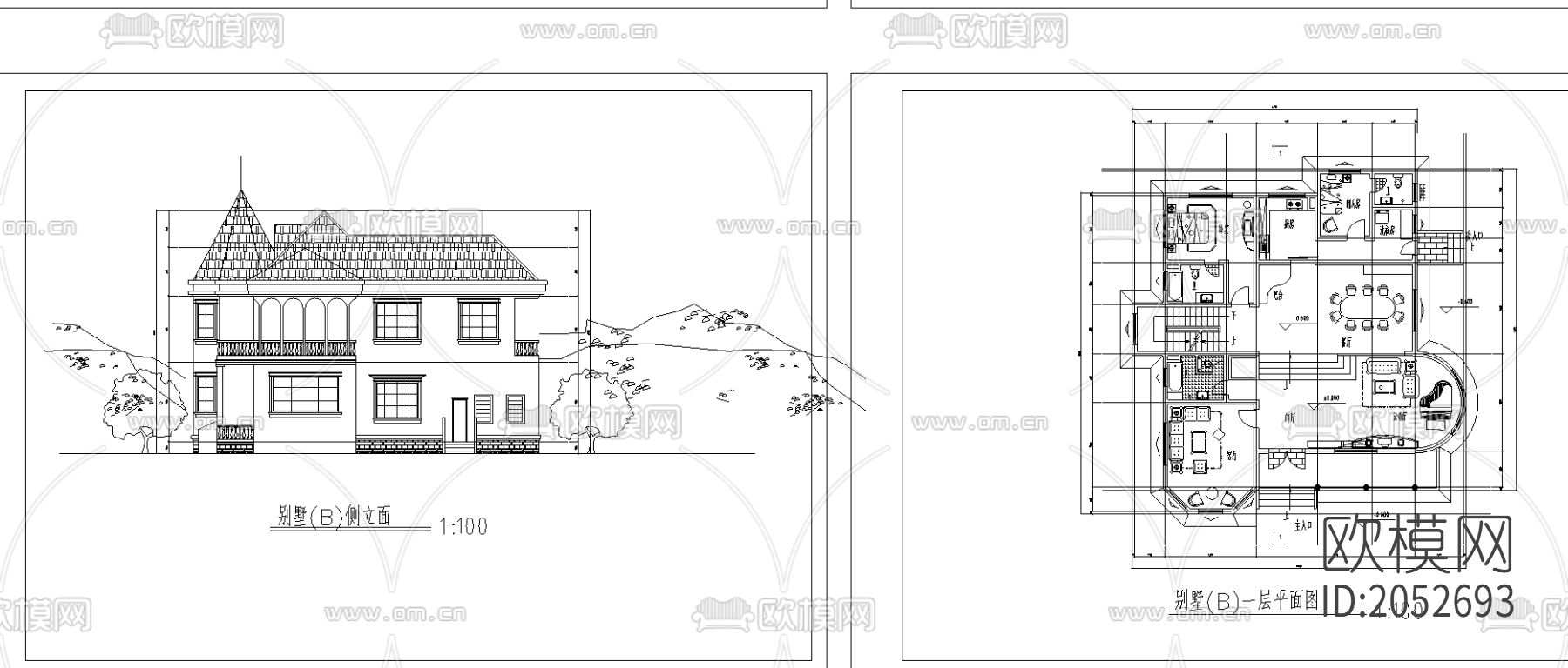 别墅cad施工图下载（渲染图3）