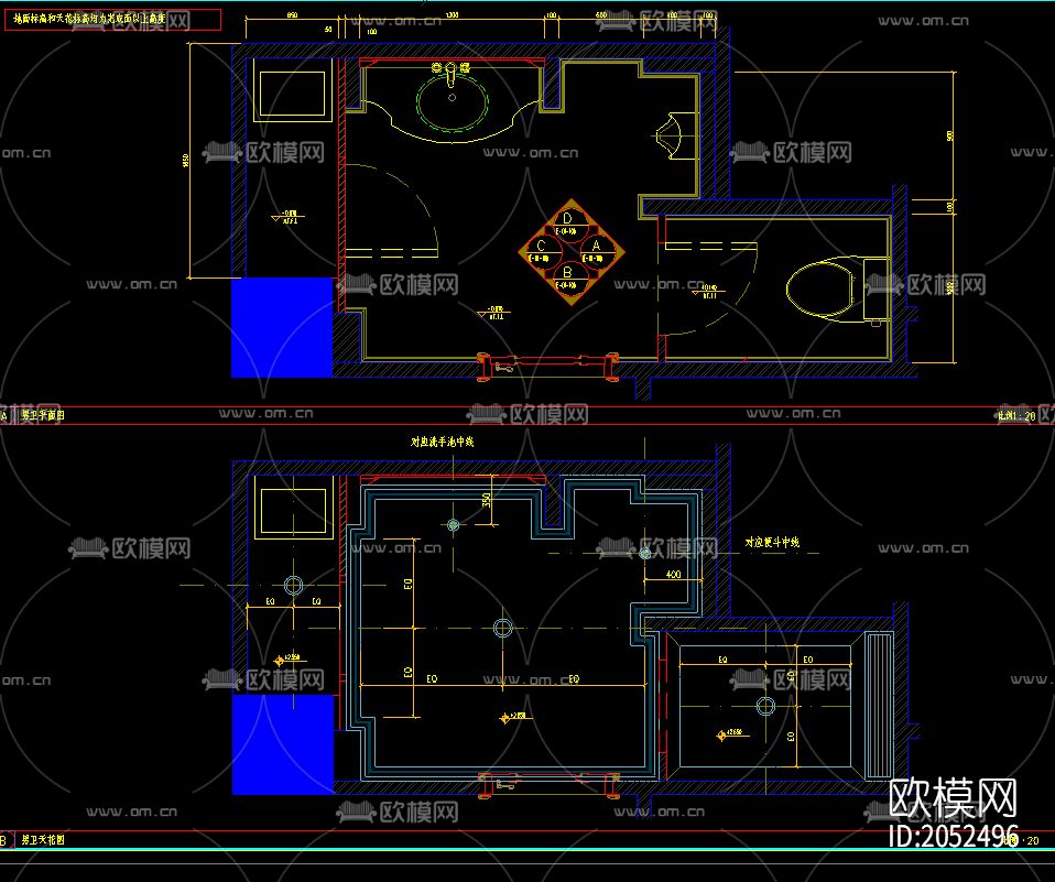 卫生间洗漱台施工节点图下载（渲染图5）