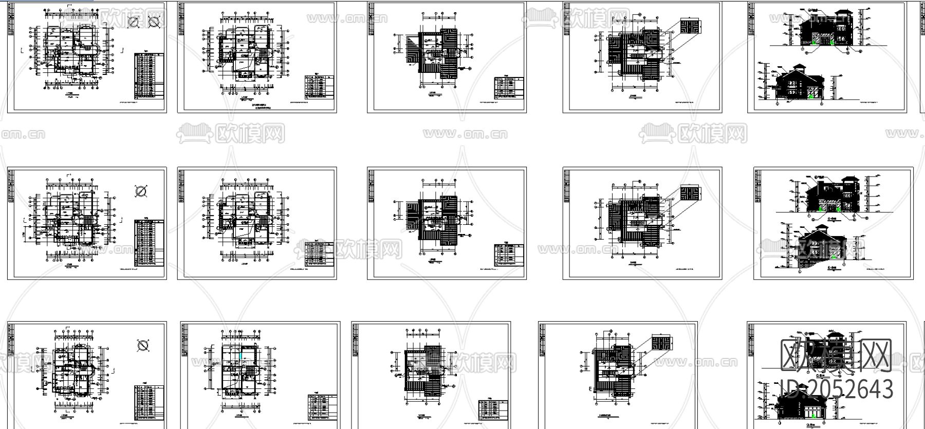 别墅cad施工图下载（渲染图1）