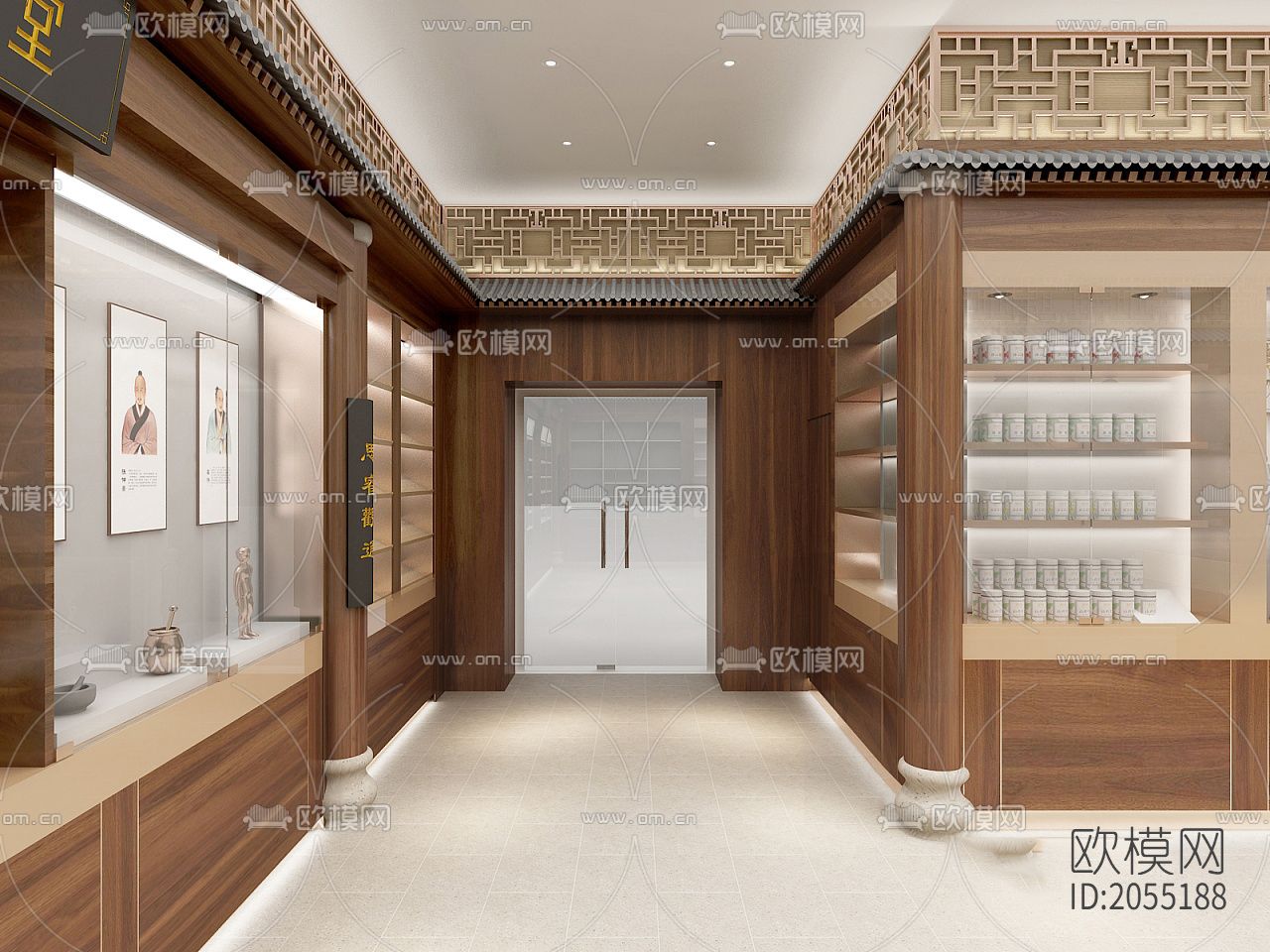 中医药馆cad平面图下载（渲染图3）