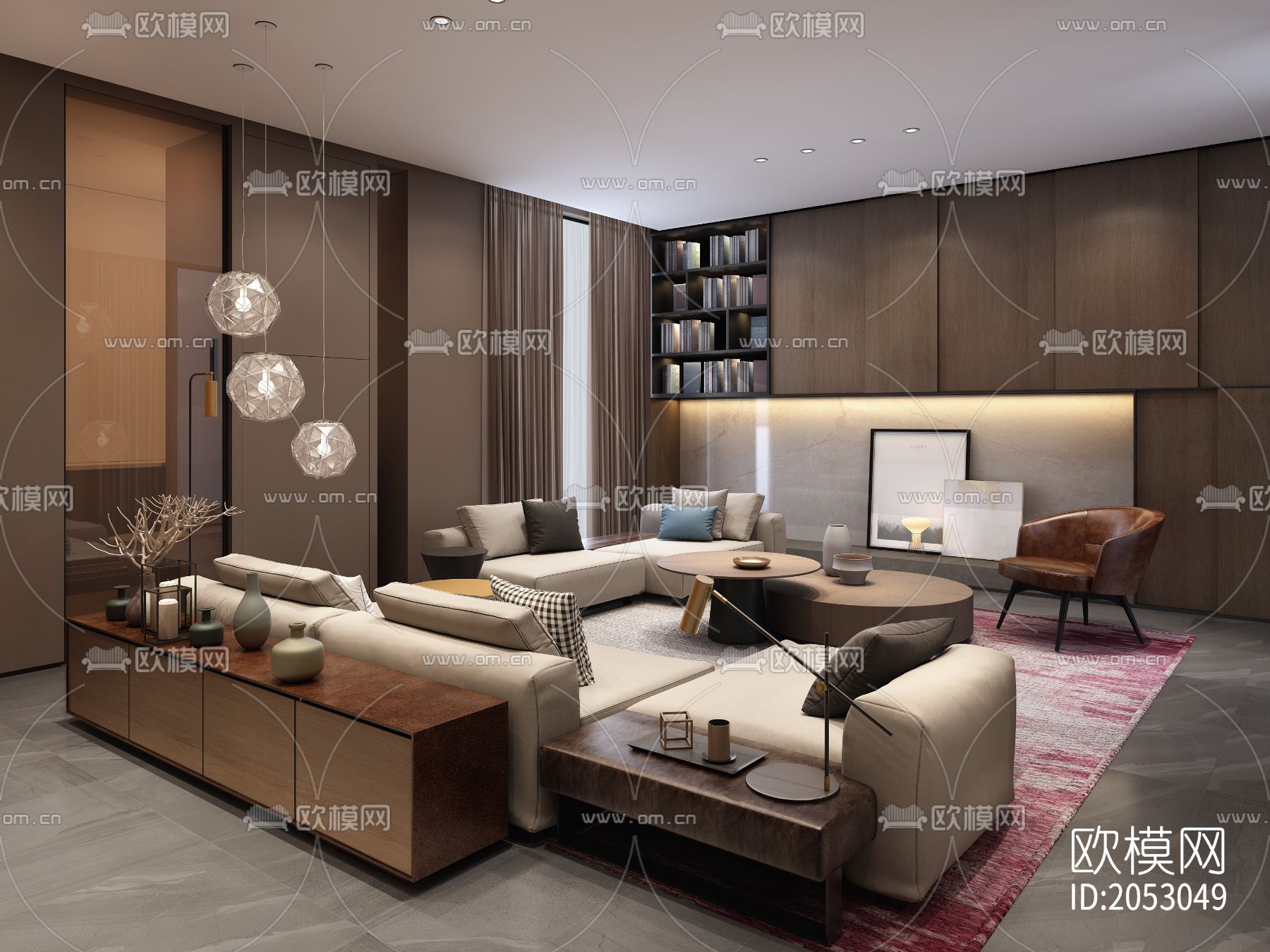 别墅样板房cad图纸下载（渲染图6）