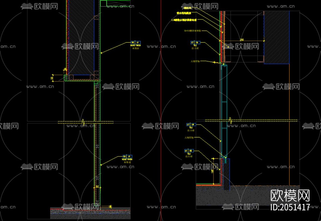 墙面节点大样图-免费3dmax模型库-欧模网