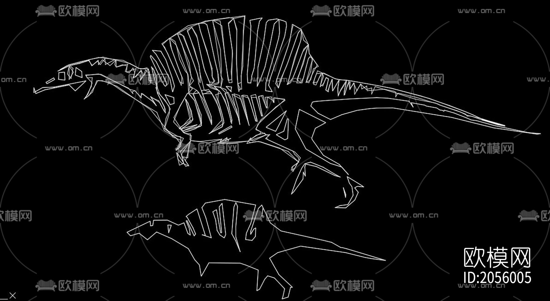 骨化石cad图库下载（渲染图10）