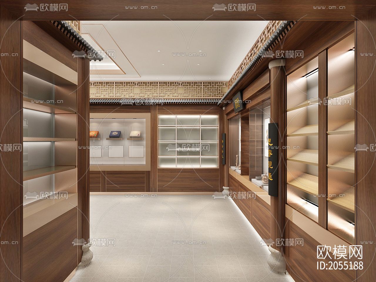 中医药馆cad平面图下载（渲染图2）