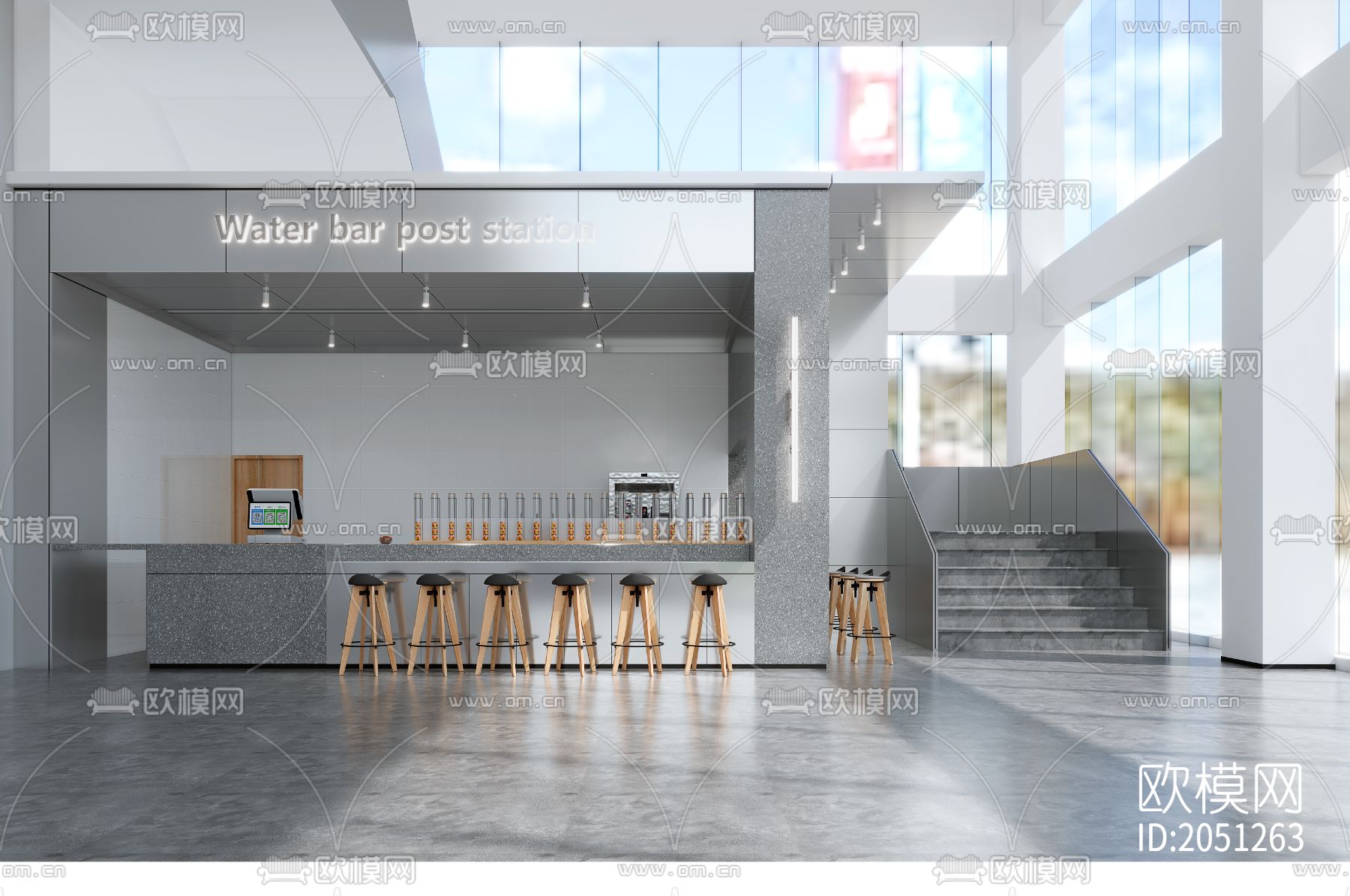 学校食堂餐厅cad方案图下载（渲染图4）