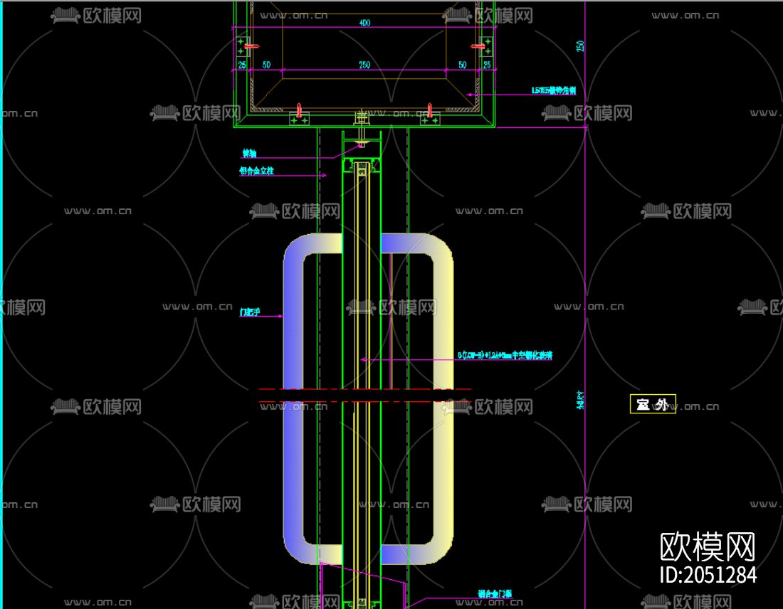 玻璃幕墙安装节点图下载（渲染图7）