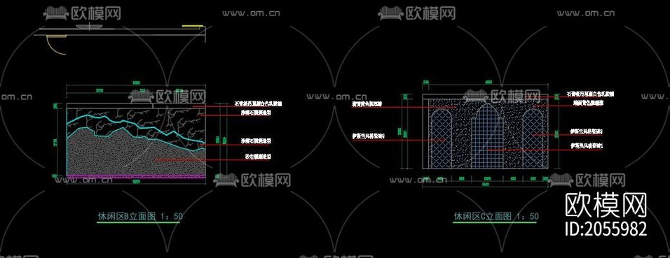 民宿cad施工圖下載(渲染圖7)