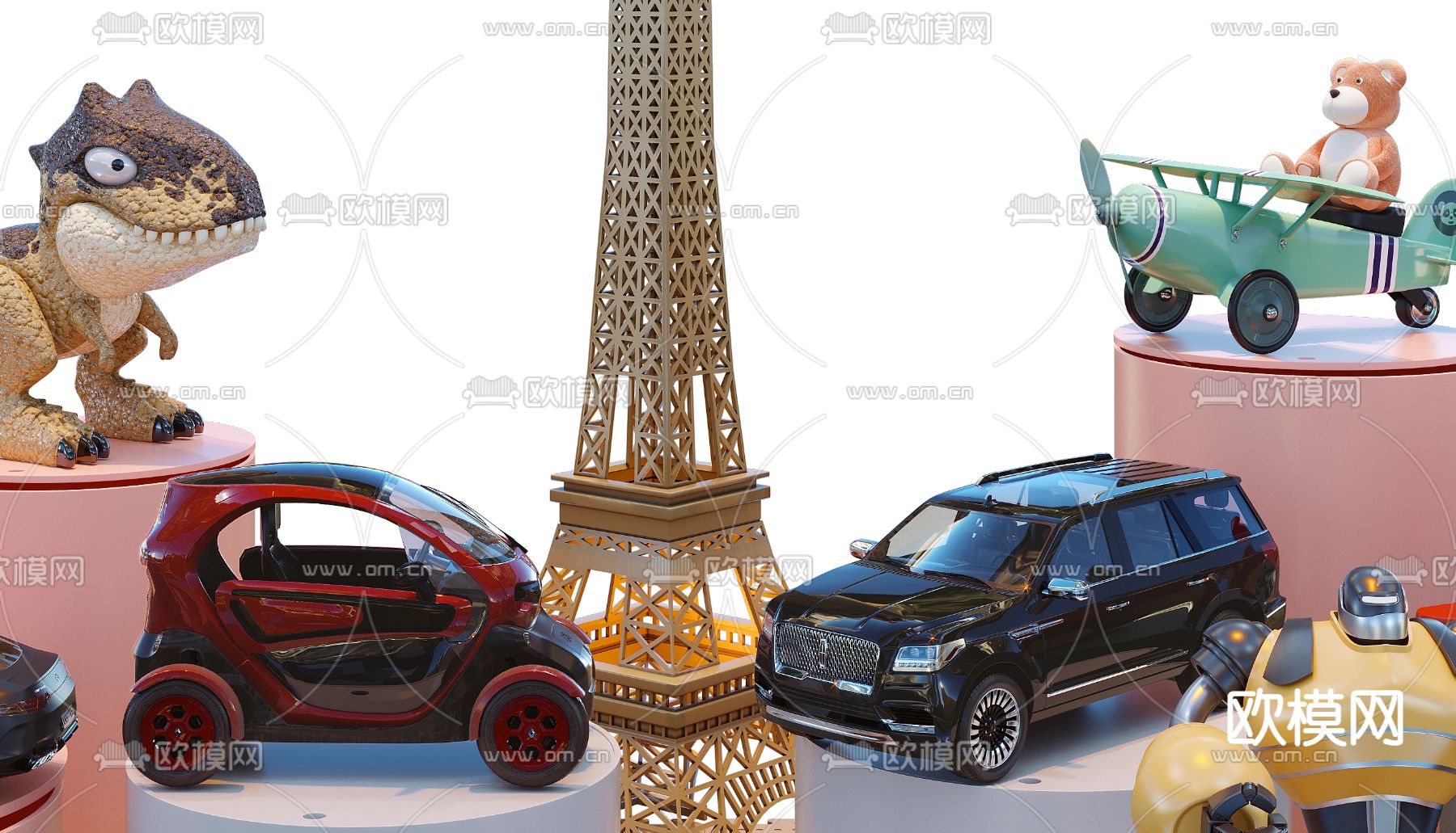 现代儿童玩具车3d模型下载（渲染图3）