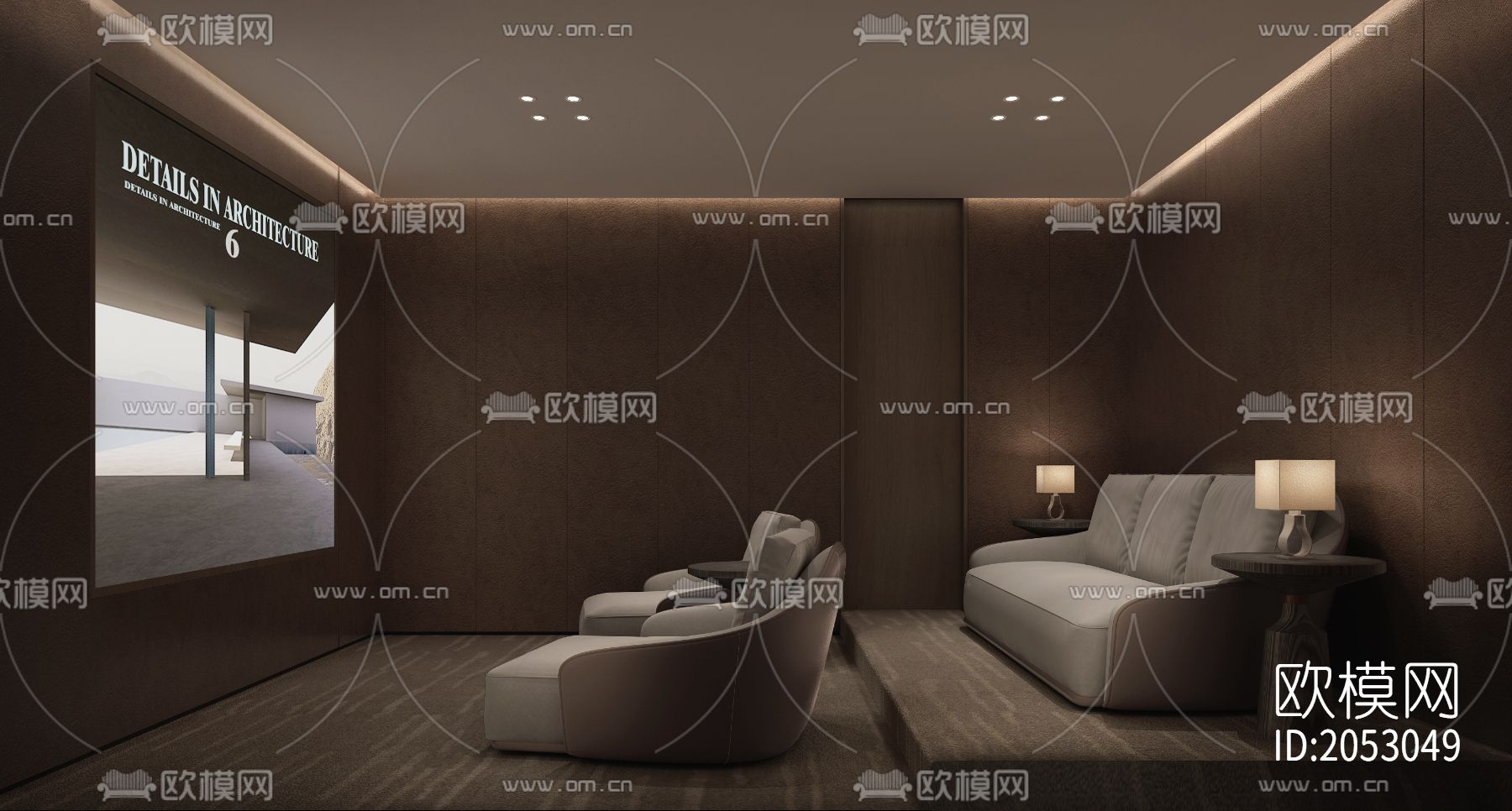 别墅样板房cad图纸下载（渲染图3）