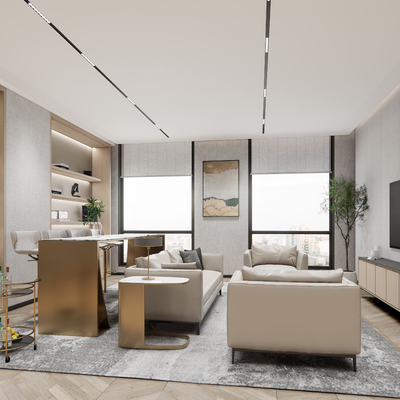  现代贵宾接待室su模型 