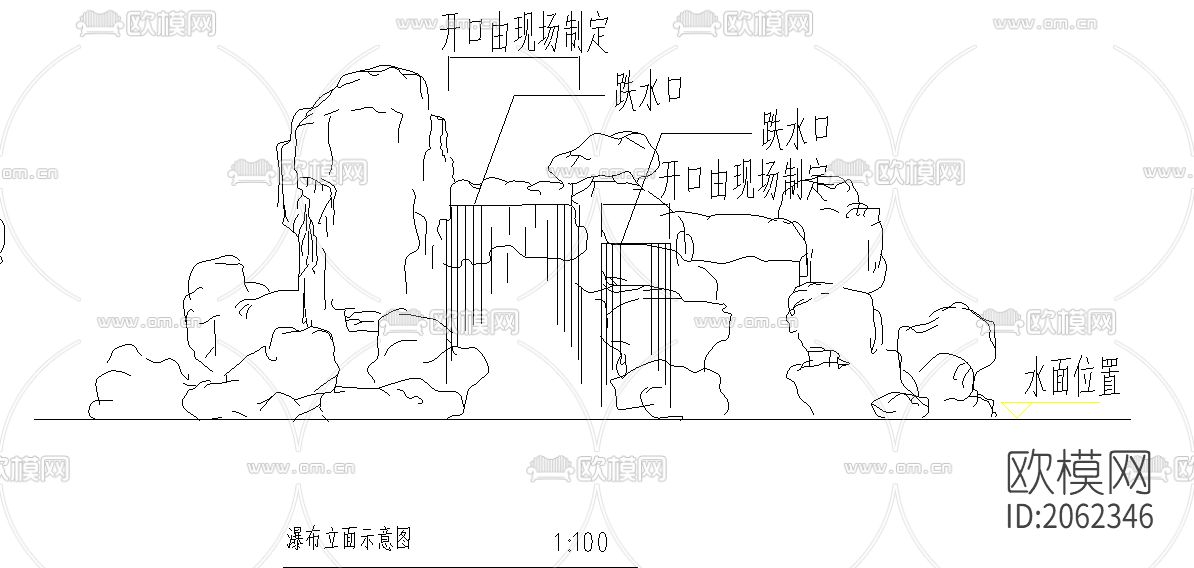 水体cad施工图下载（渲染图3）