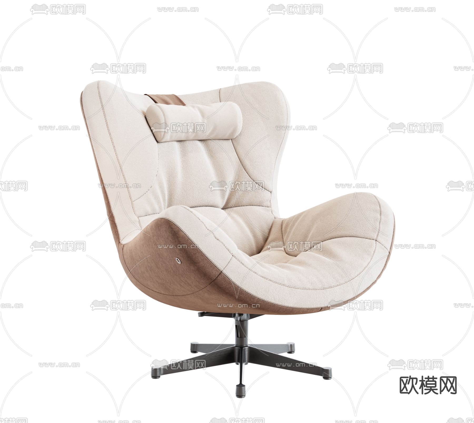 现代布艺大班椅办公椅3d模型下载（渲染图1）
