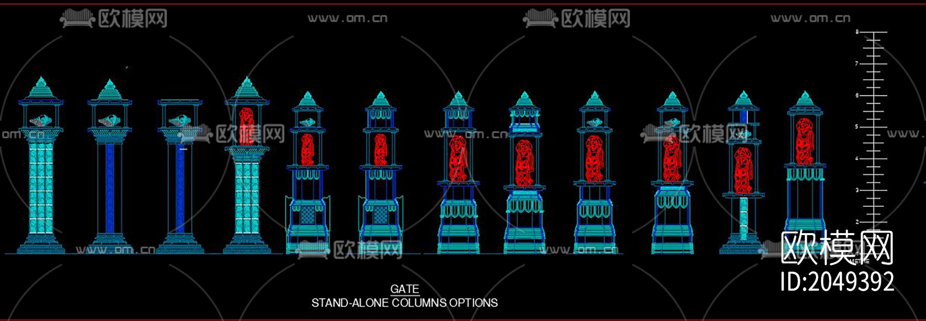 佛教寺庙装饰节点大样下载（渲染图6）