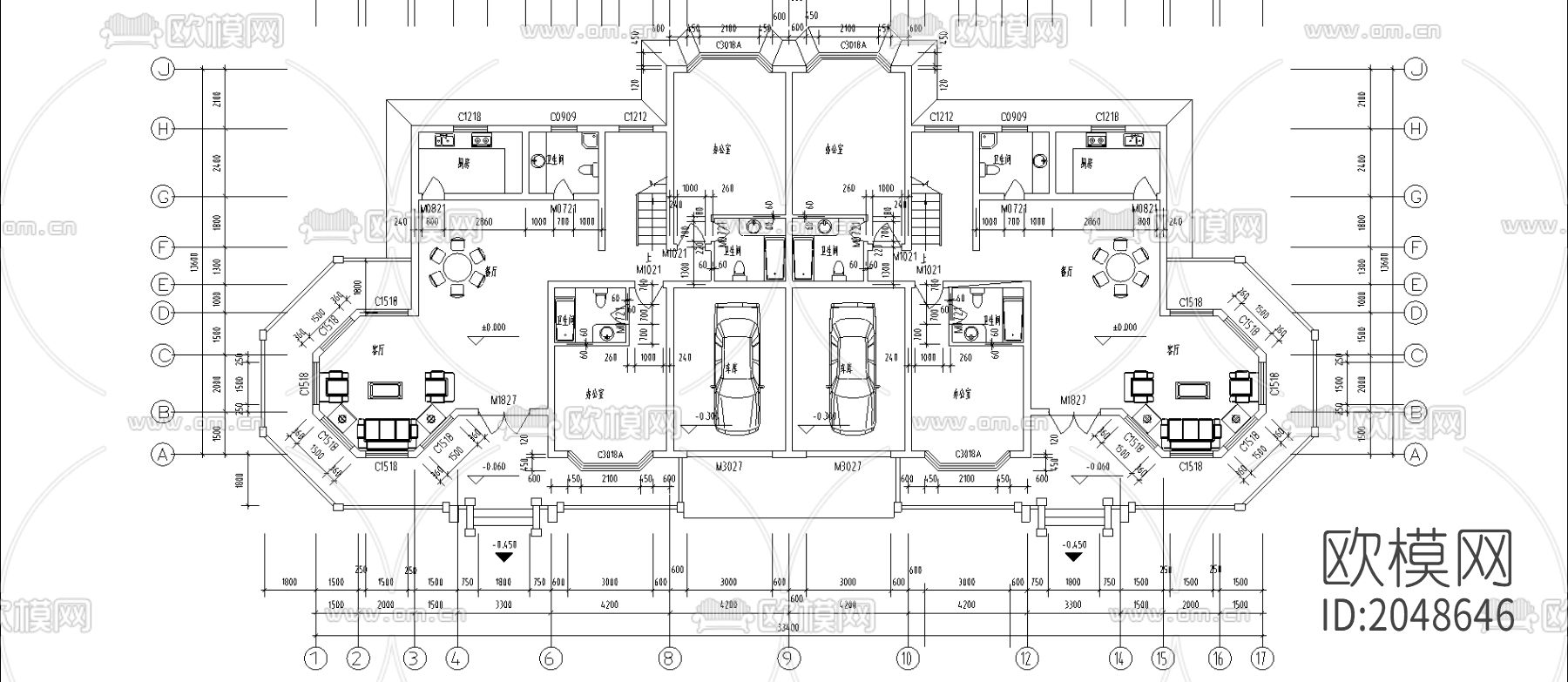 办公别墅cad施工图下载（渲染图2）