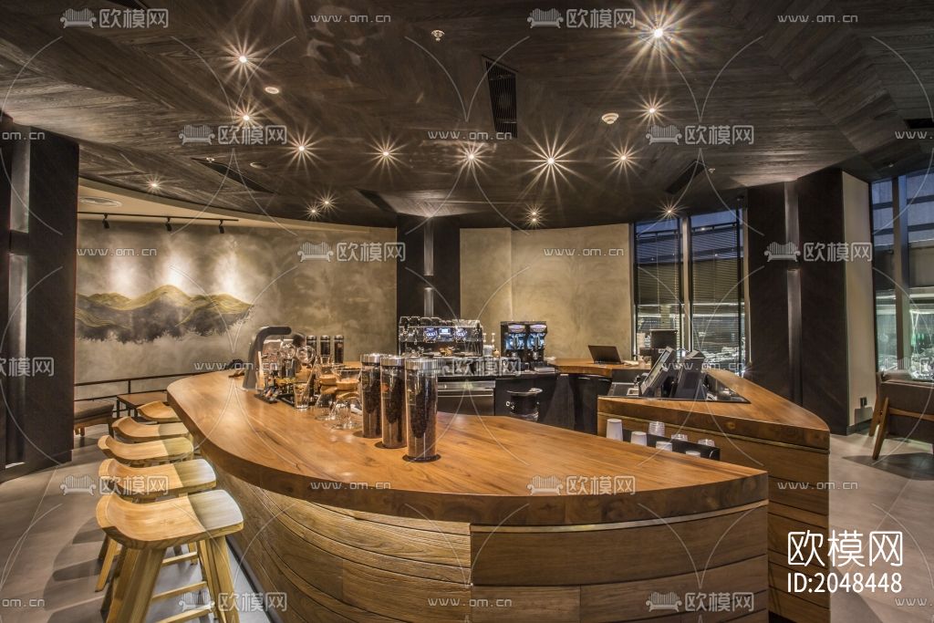 星巴克咖啡屋旗舰店cad施工图下载（渲染图4）