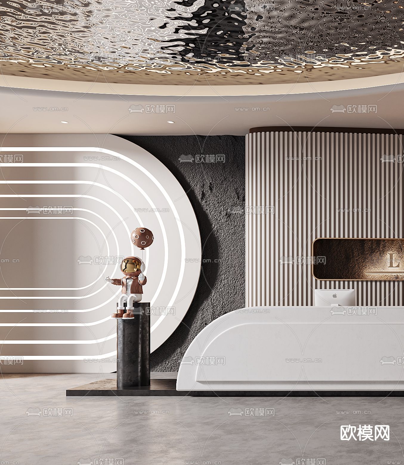 现代公司前台接待3d模型