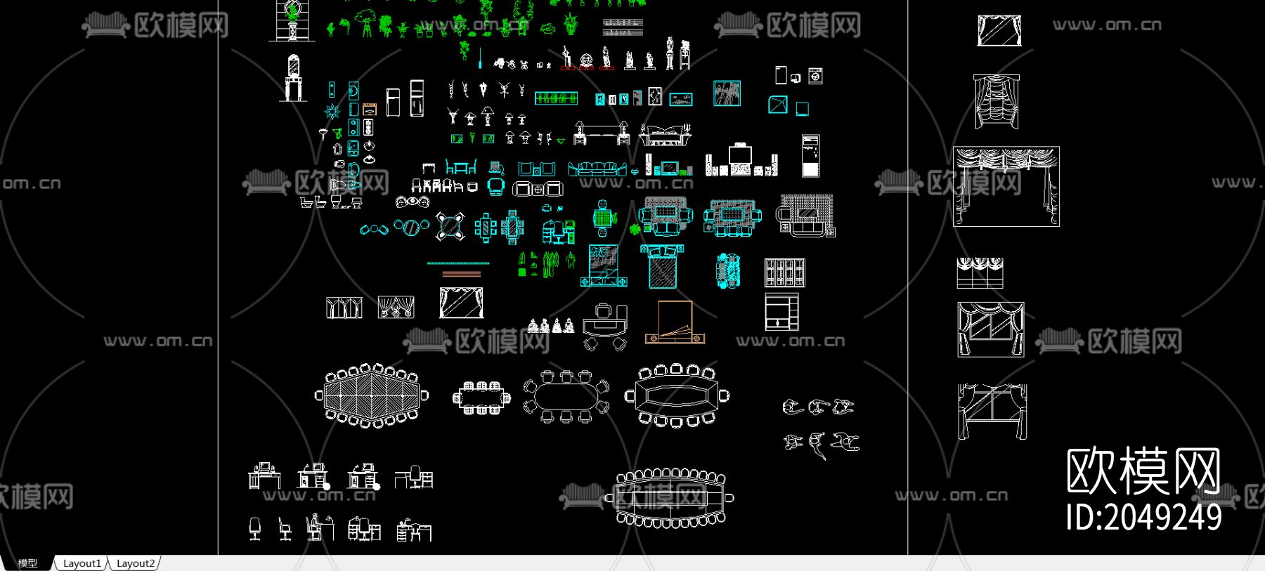室内平面图块cad图库下载