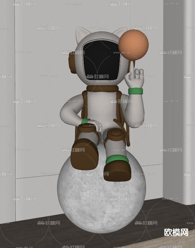 现代卡通玩偶雕塑su模型下载（渲染图2）