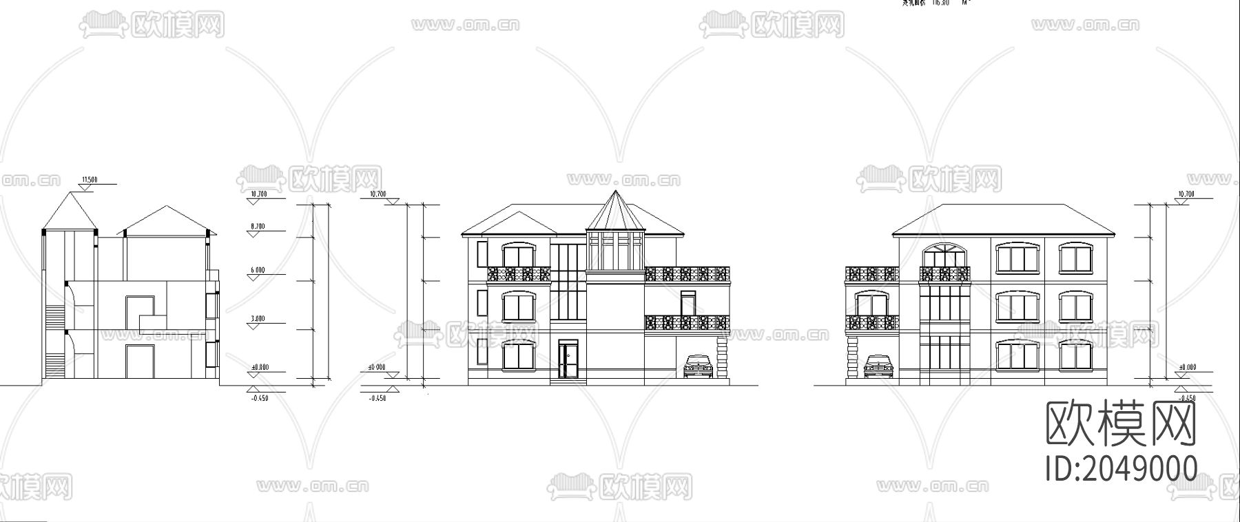 别墅cad施工图下载（渲染图2）