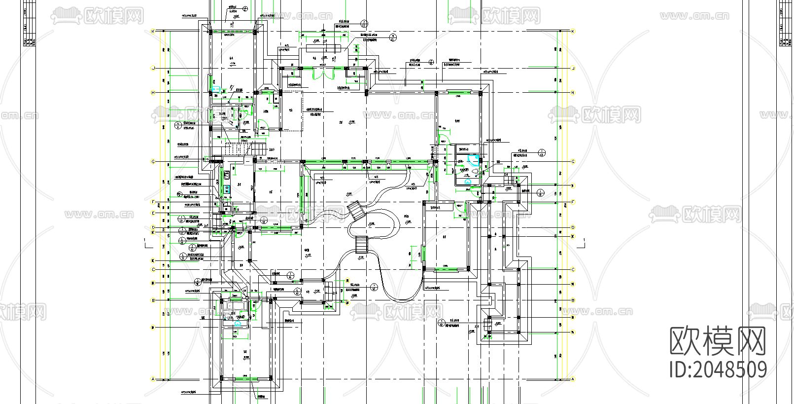 中国古典别墅cad施工图下载（渲染图3）