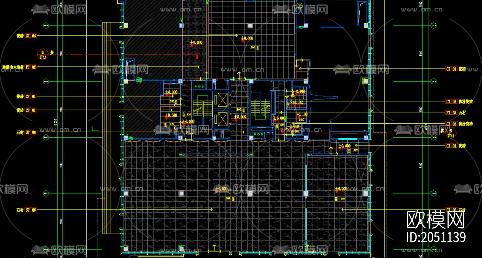 企业办公楼一层大厅cad施工图下载（渲染图5）