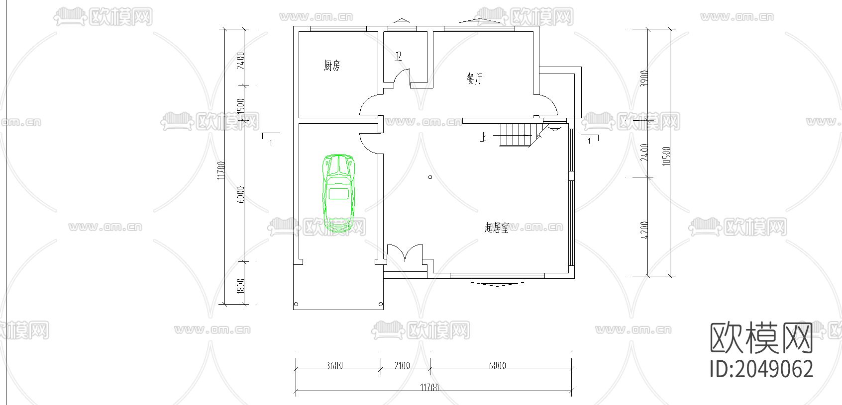 别墅cad施工图下载（渲染图1）